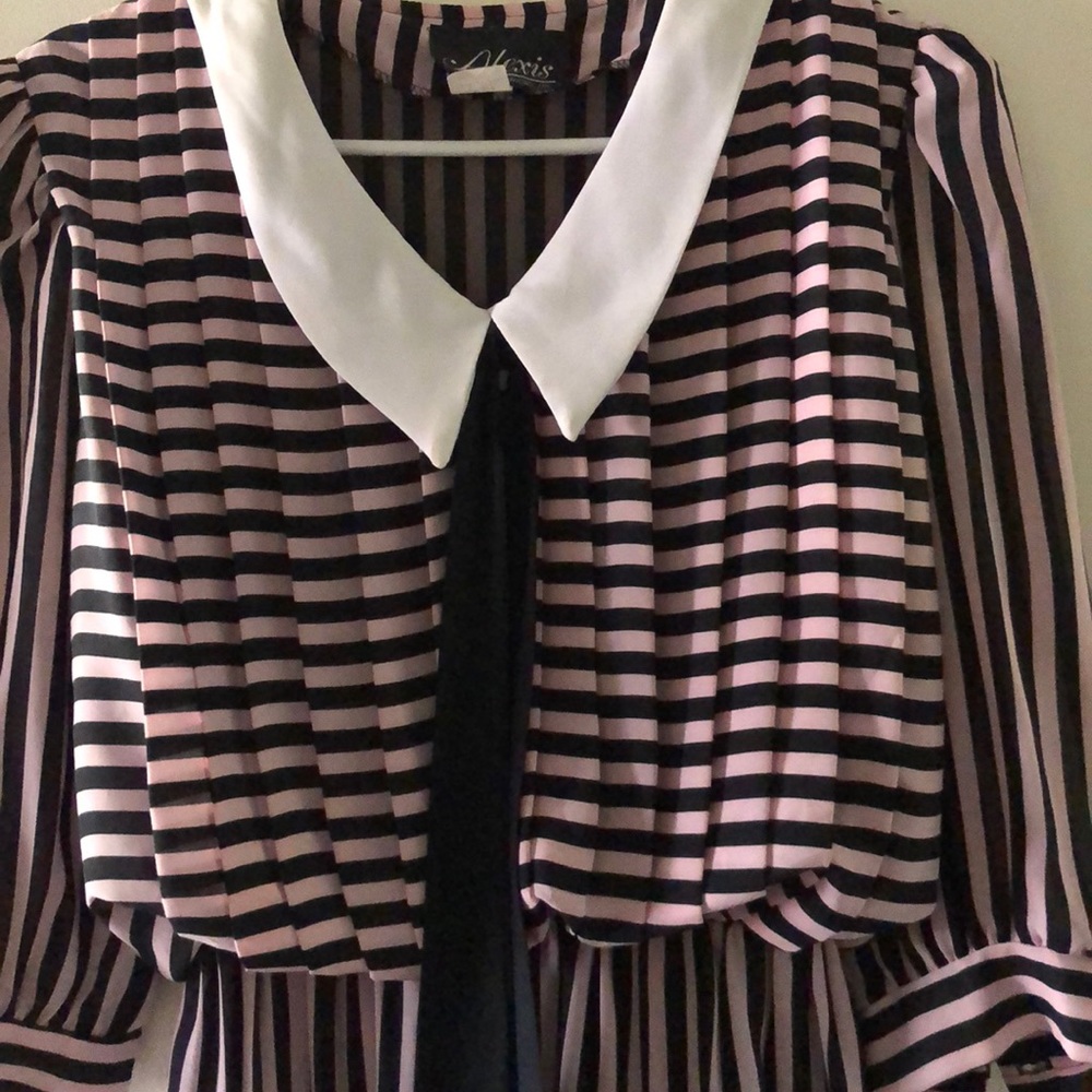 Adorable His Girl Friday striped collar dress